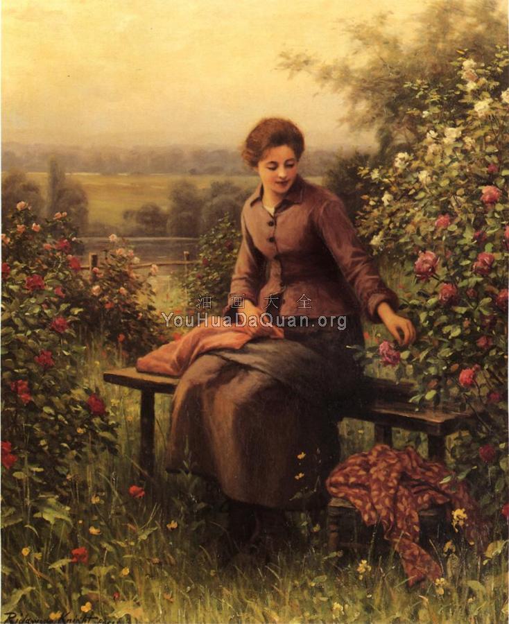 Seated Girl with Flowers - 丹尼尔·李奇微爵士